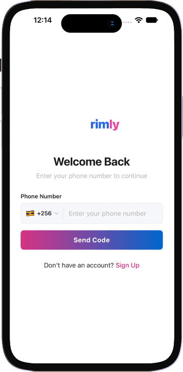 Trimly sign-in screen with mobile number entry